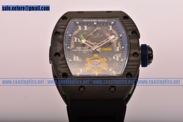 Richard Mille Jean Todt Limited Edition RM 036 Watch 1:1 Replica Carbon Fiber Blue Inner Bezel